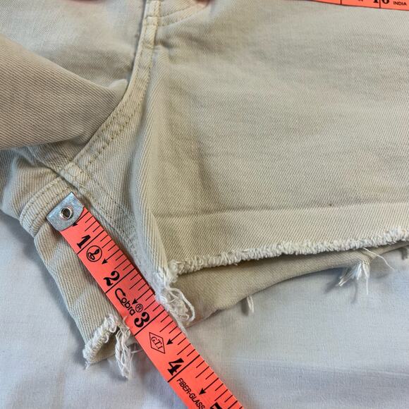 Old Navy Women's 14 Sky-Hi A-Line Beige Raw Hem Shorts Button Front - Picture 4 of 8